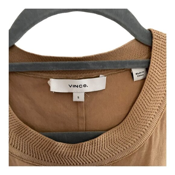 Vince Size S Rib Trim Sleeveless Linen Blend Top Camisole Lagenlook Minimalist - Picture 6 of 9
